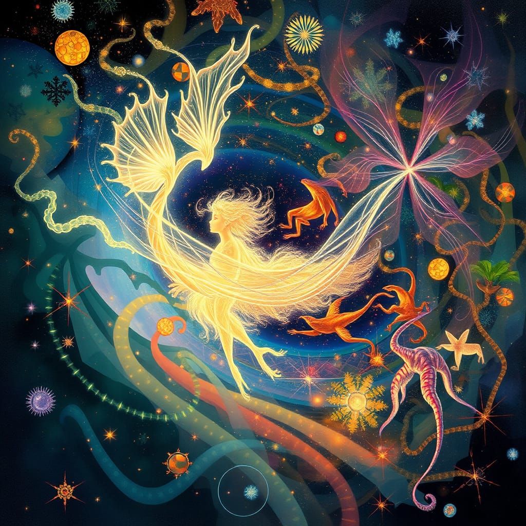 Vibrant Surreal Spirit Embodies Imagination in Dreamlike Lab...