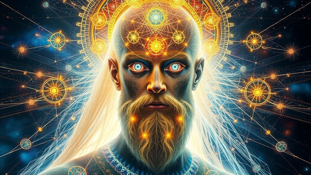 Cosmic Sage Emanates Quantum Wisdom Through Crystalline Latt...