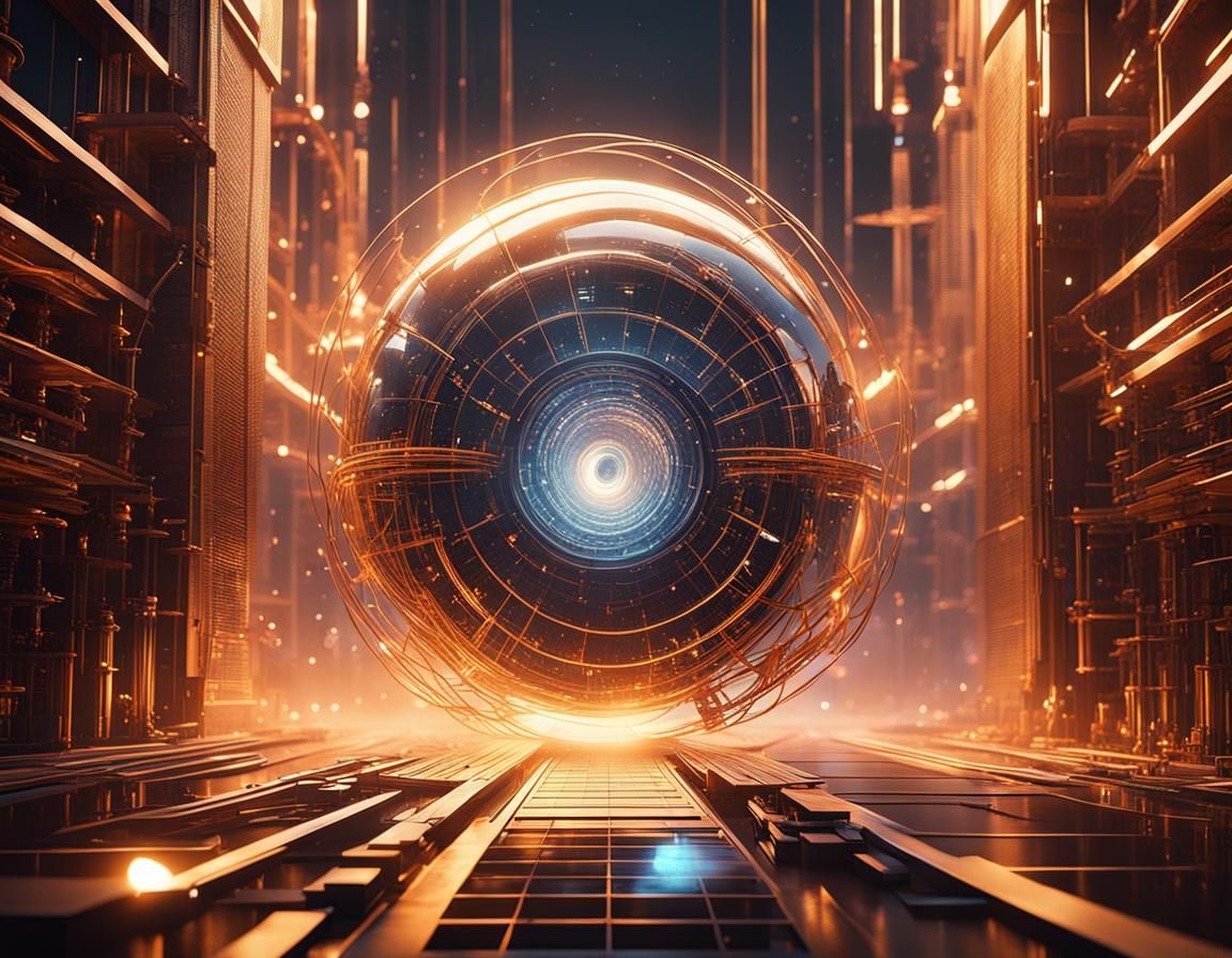 Data Stream at Magic Hour with Volumetric Lighting