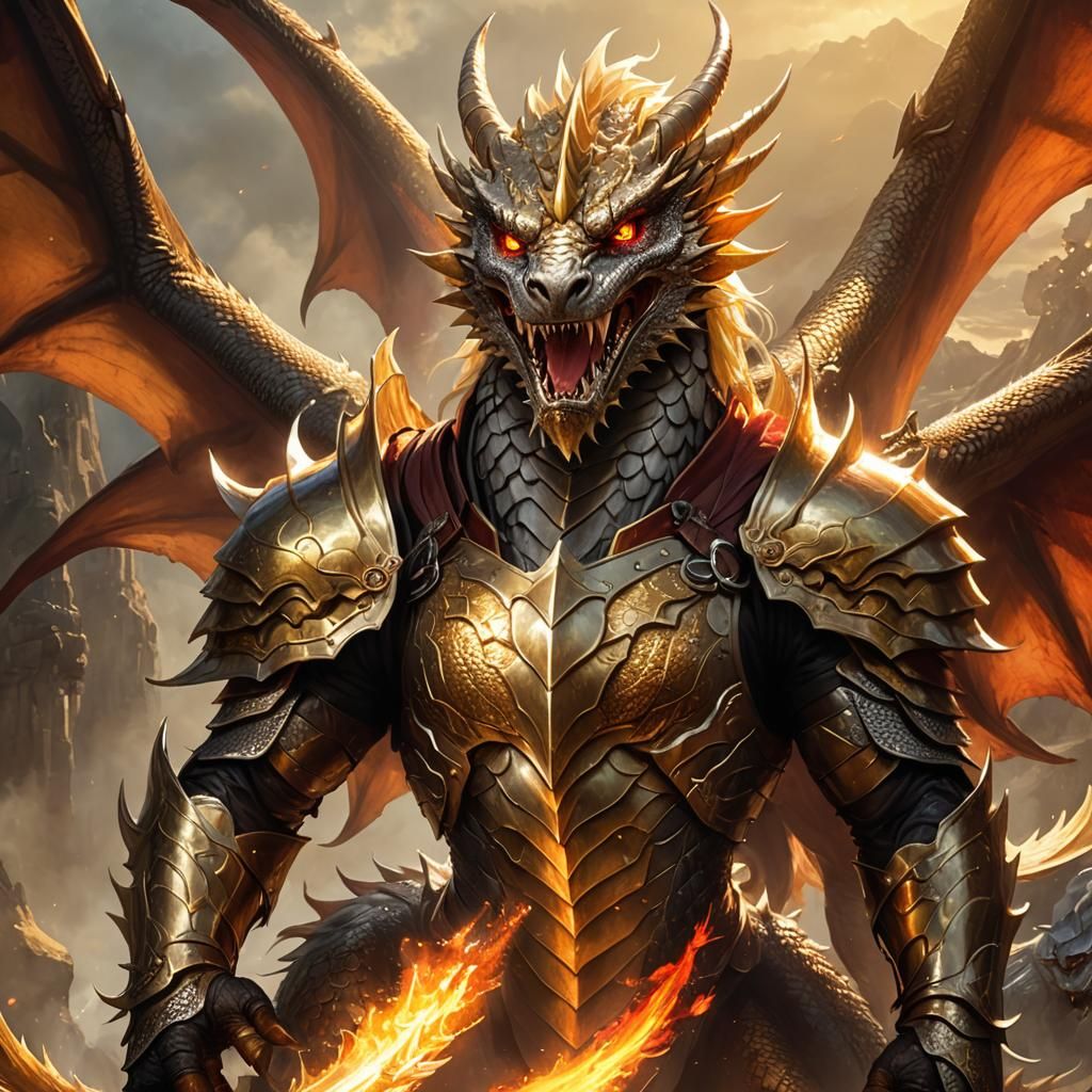 Majestic Golden Dragon with Fiery Breath