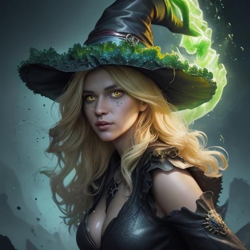 Hyperrealistic Kale Witch Brews Magic Potion