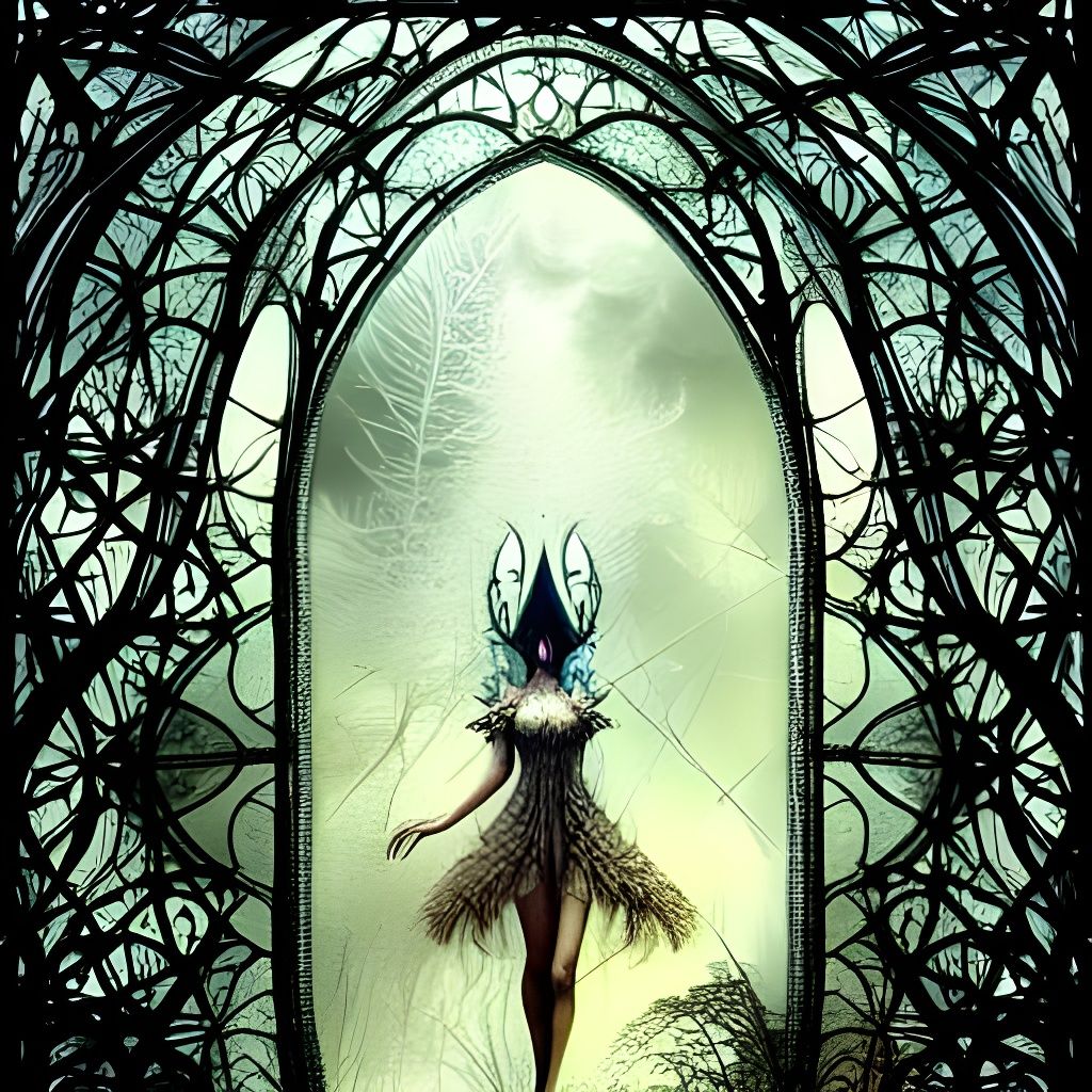 Futuristic Stained Glass Arboretum in Digital Art Style