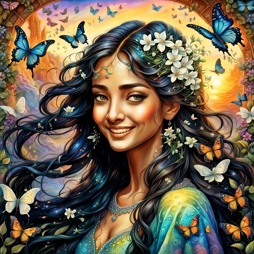 Fantasy woman butterflies