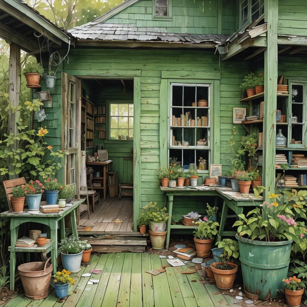 Whimsical Vintage Cottage Back Porch