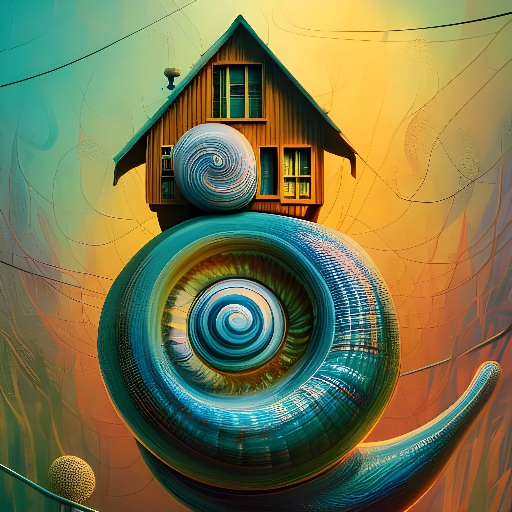 Snail Shell House: Hyperrealistic Photoillustration