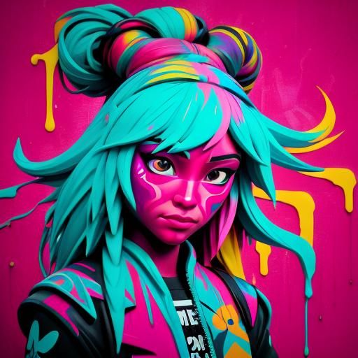 Jungle Totem with Graffiti Art in Pastel Colors