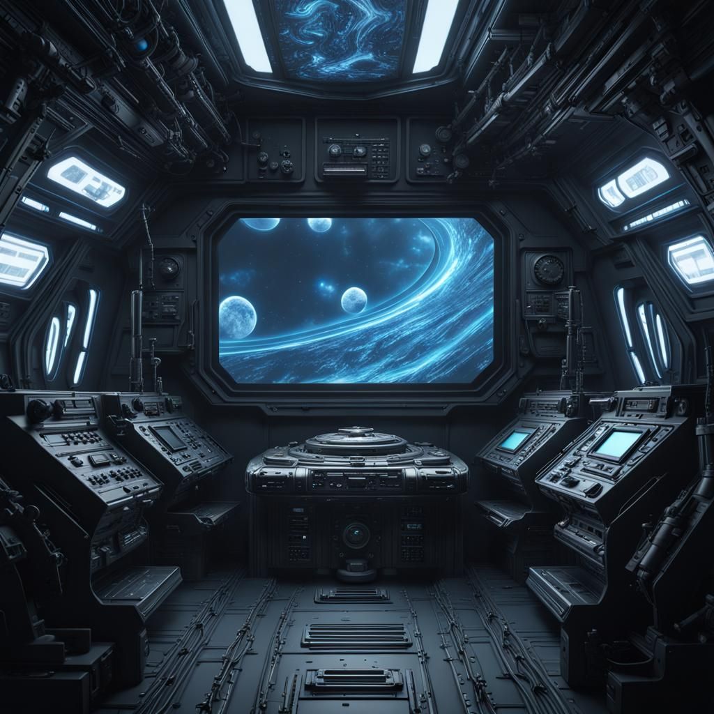 Spaceship Telescreen Static: Dark Fantasy Concept Art