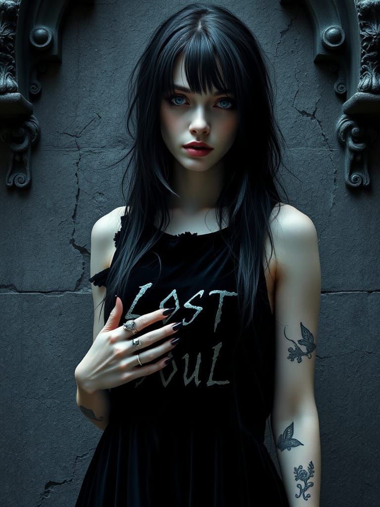 Ethereal Goth Portrait in Hyper-Realistic Style