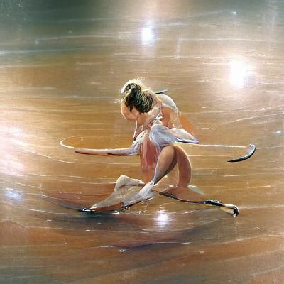 Figure Skater in Motion, Oil Painting