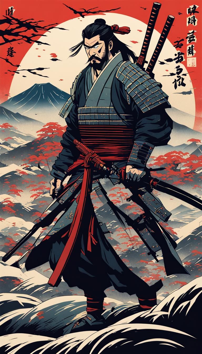 Ronin in Battlefield Carnage: Ukiyo-e Anime Art