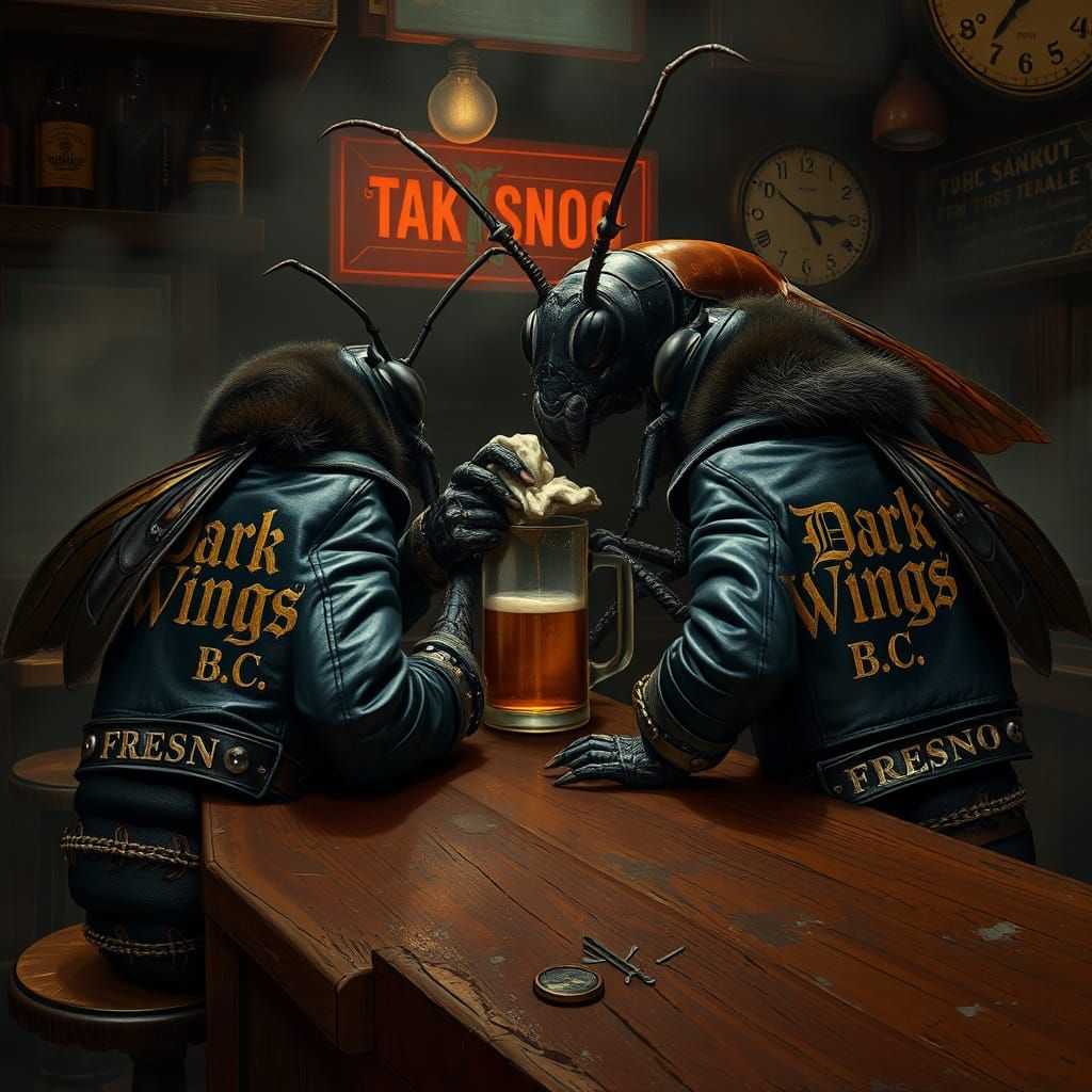 Biker Bees in Dark Wings Biker Bar