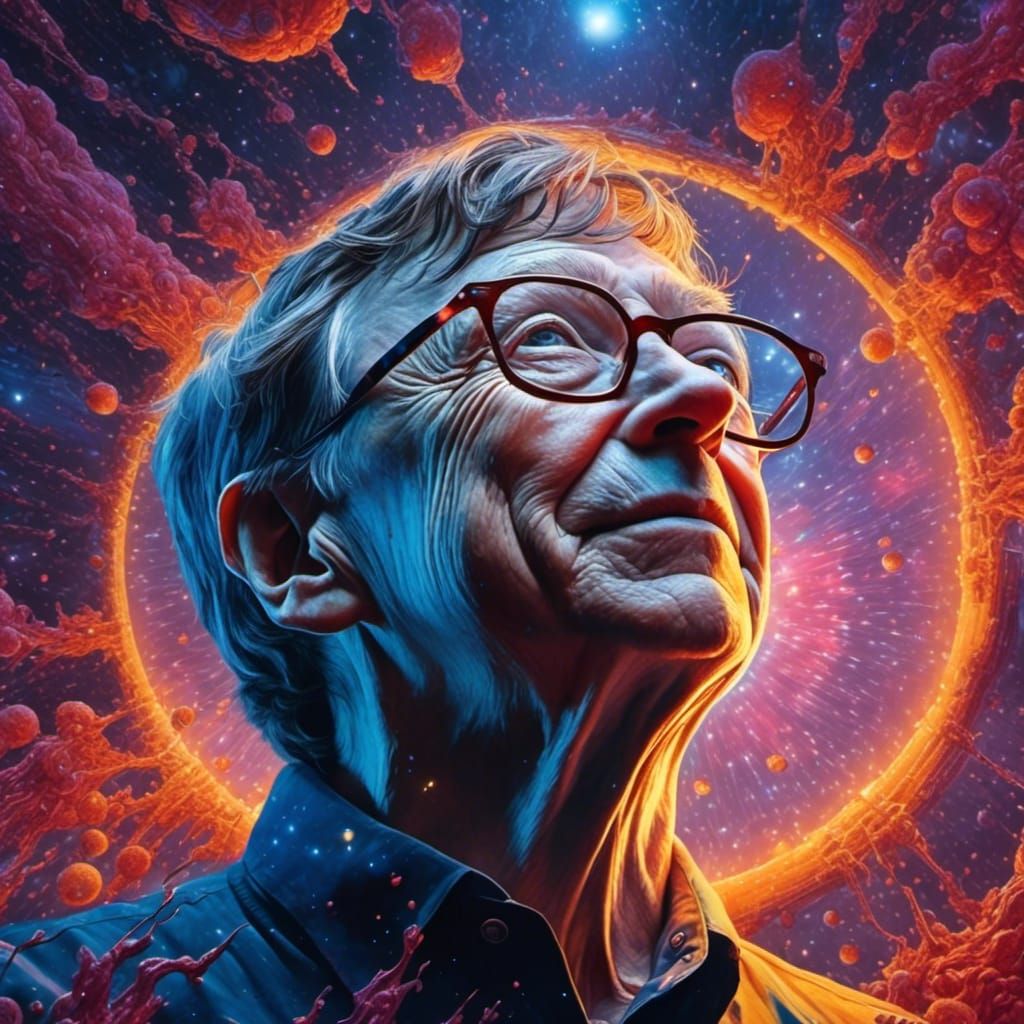 Bill Gates as Space Vampire: Hyperrealistic Splash Art