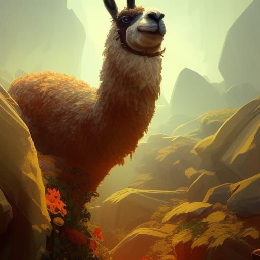 Humorous Llama Snorting: Hyperdetailed Concept Art