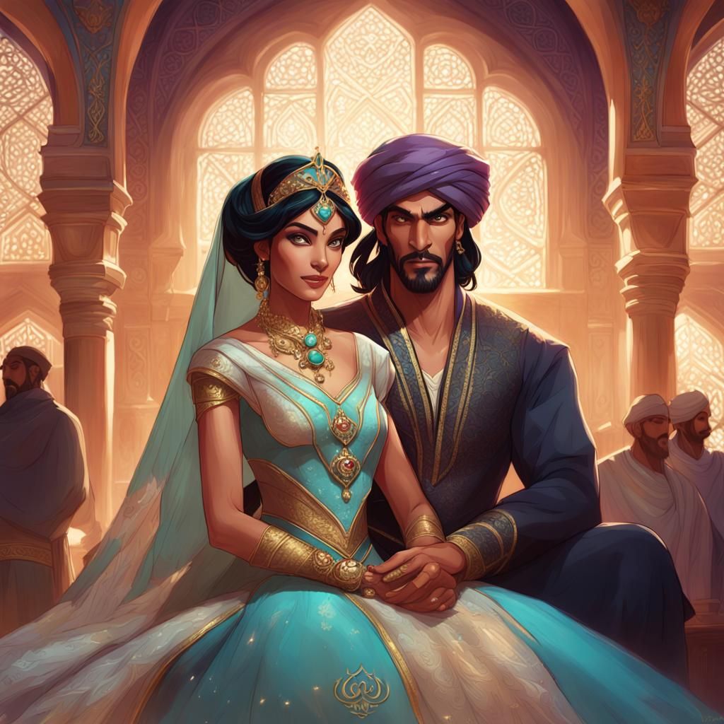 Jasmine and Jafar's Wedding: Hyperdetailed Art Portrait