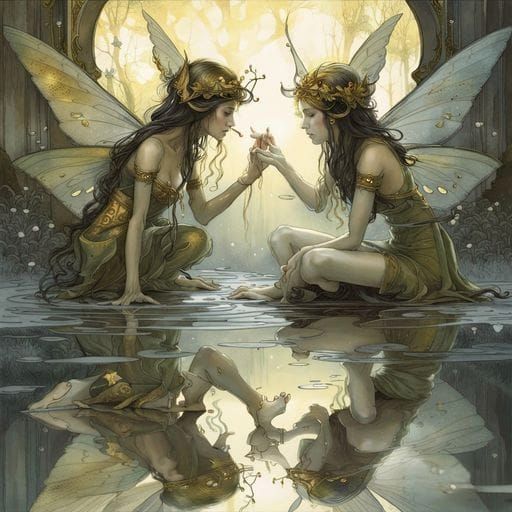 Ethereal Fairy Princess Reflected in Water