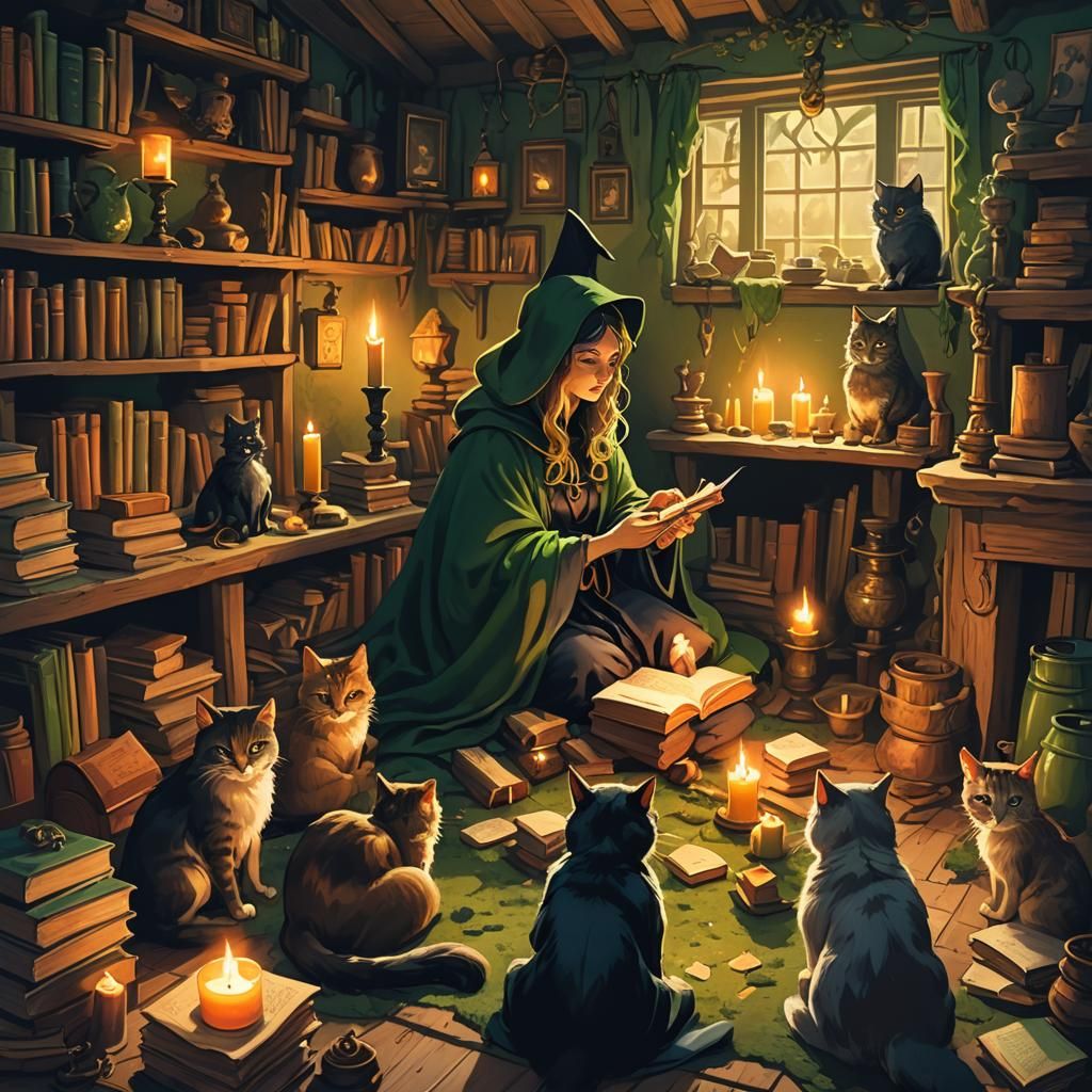 Enchanting Witch Cottage in Whimsical Fantasy Style