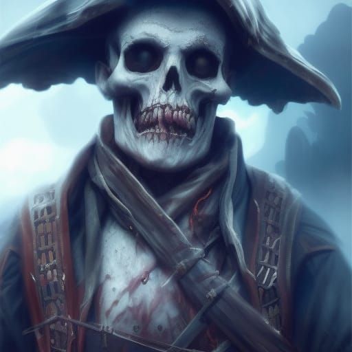Undead Pirate Captain in Dark Fantasy Style