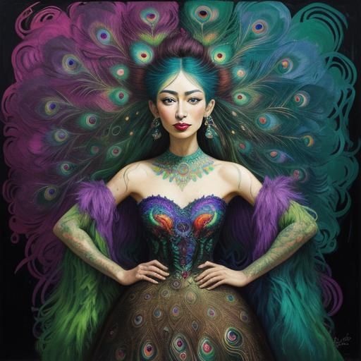 Rainbow Woman Portrait in Surreal Abstract Style