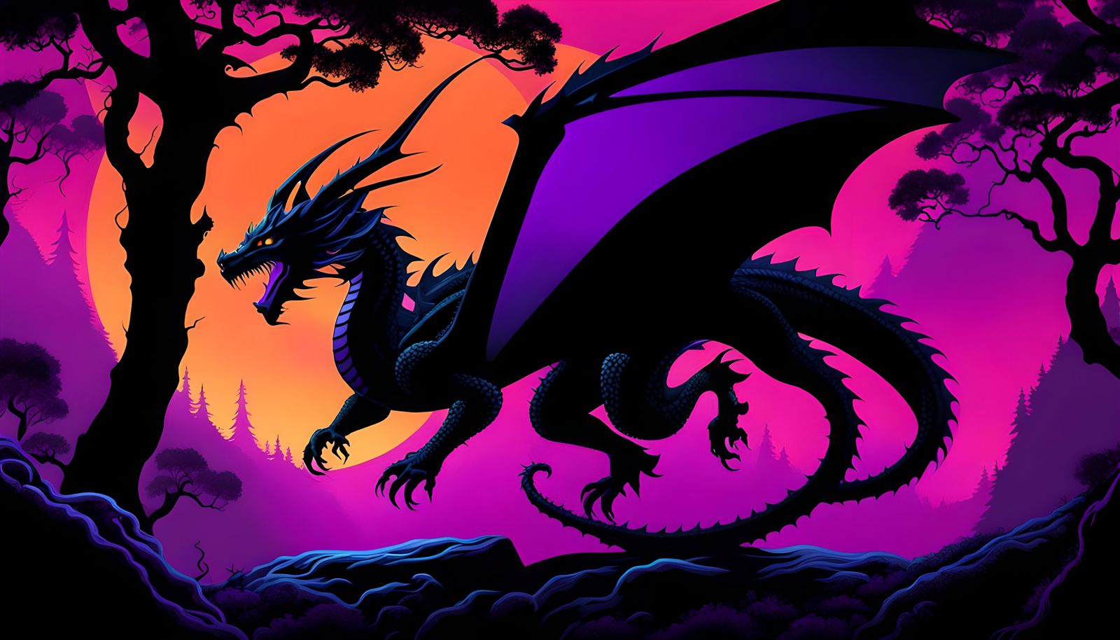 Vibrant Fantasy Dragon in an Enchanted Forest