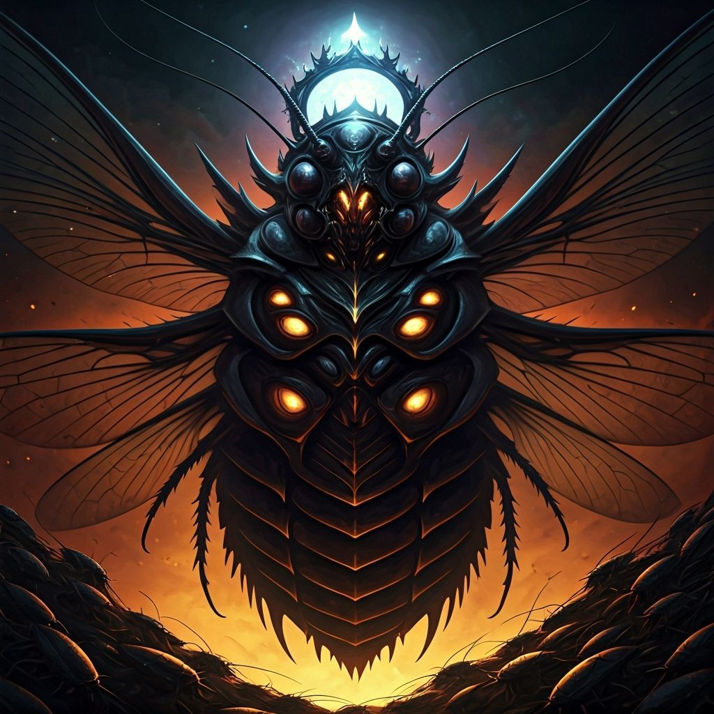 Colossal Cockroach God in Gothic Mythic Style