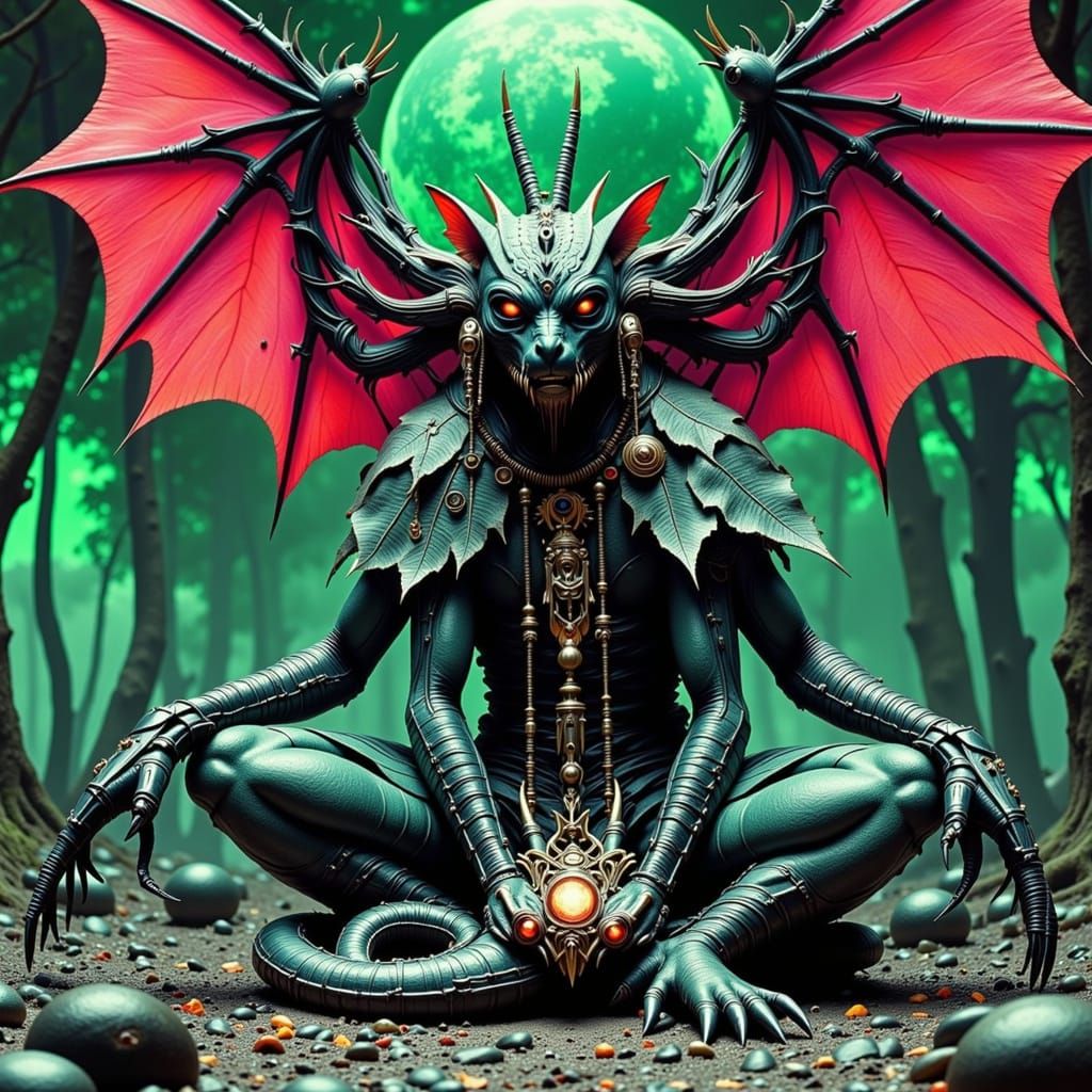 Psychedelic Bat-Walrus Emperor with Orchid Beings