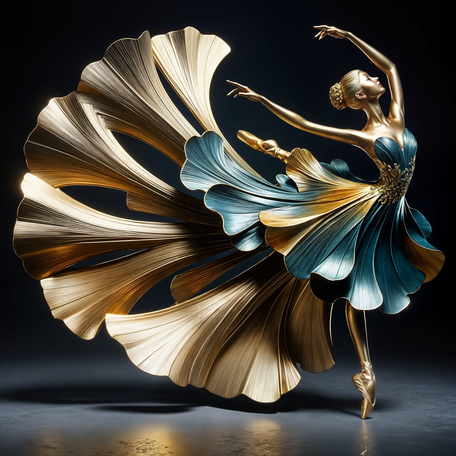 Elegant Ballerina in Metallic Glory