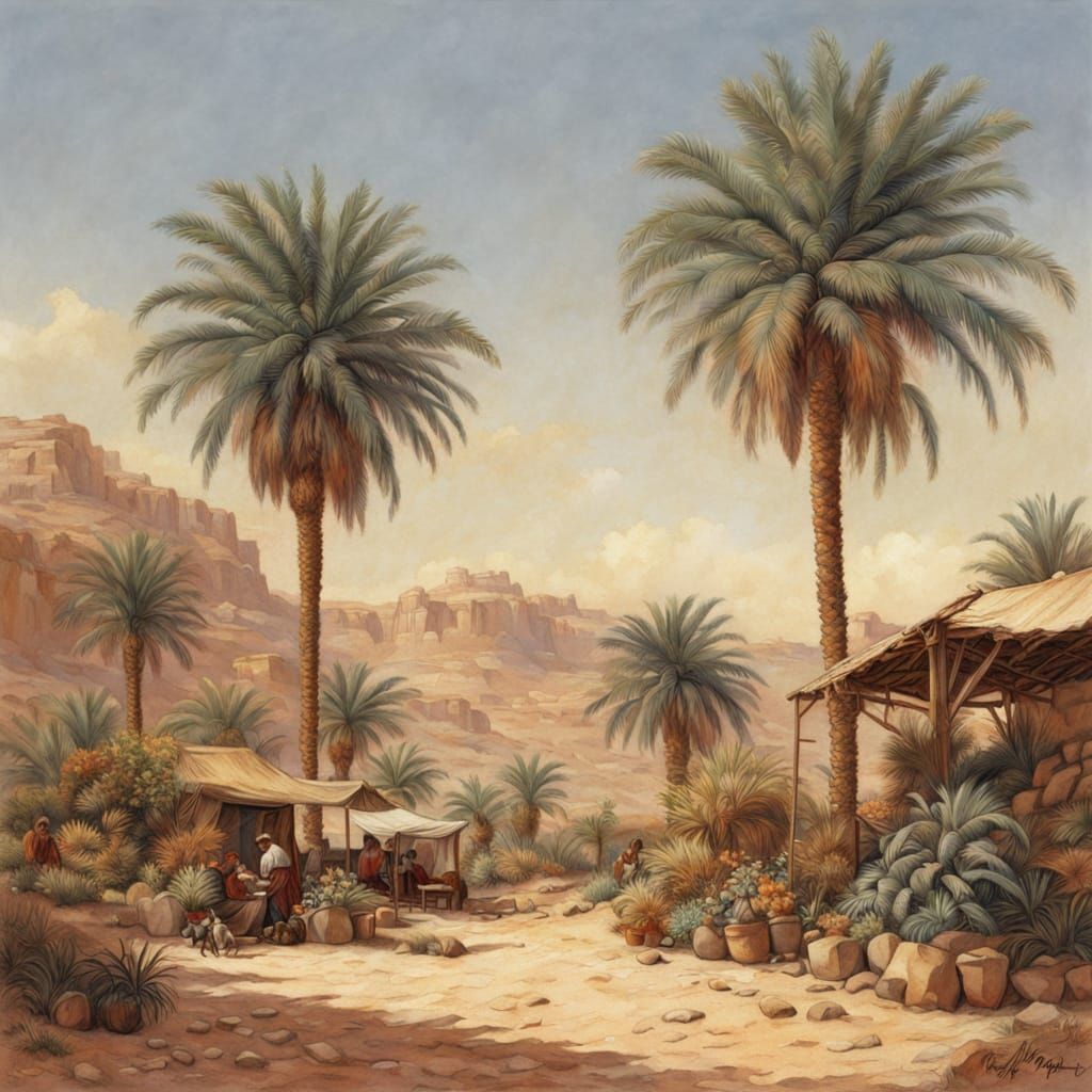 Lush Desert Oasis in Vibrant Colors