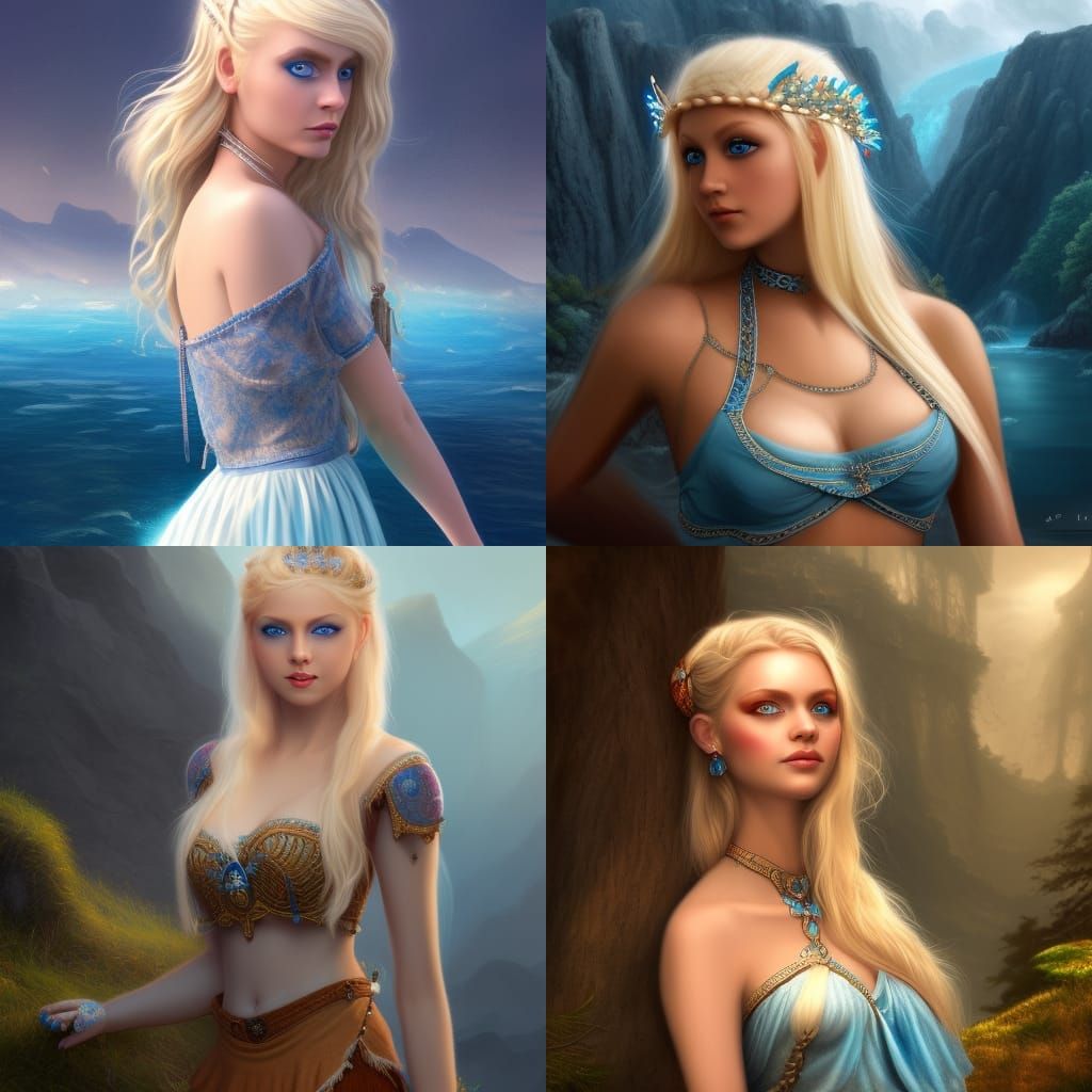 Nordic Princess with Blue Eyes, Detailed Matte Painting