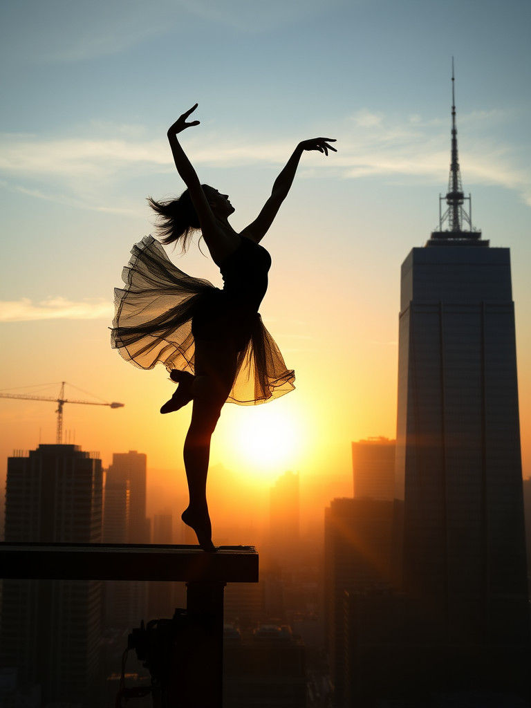 Ballet Dancer Silhouette at Sunrise