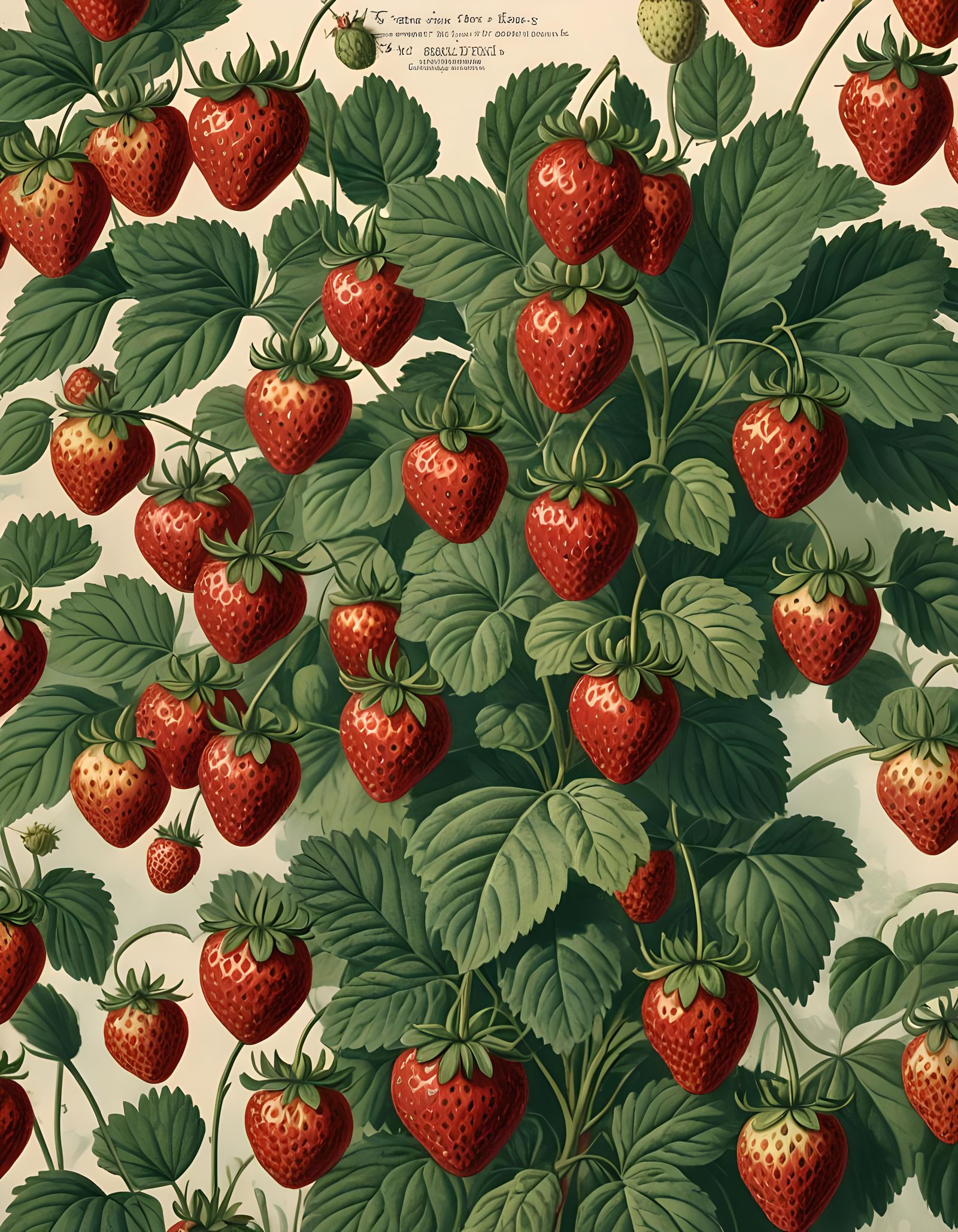 Victorian Botanical Print of Strawberries