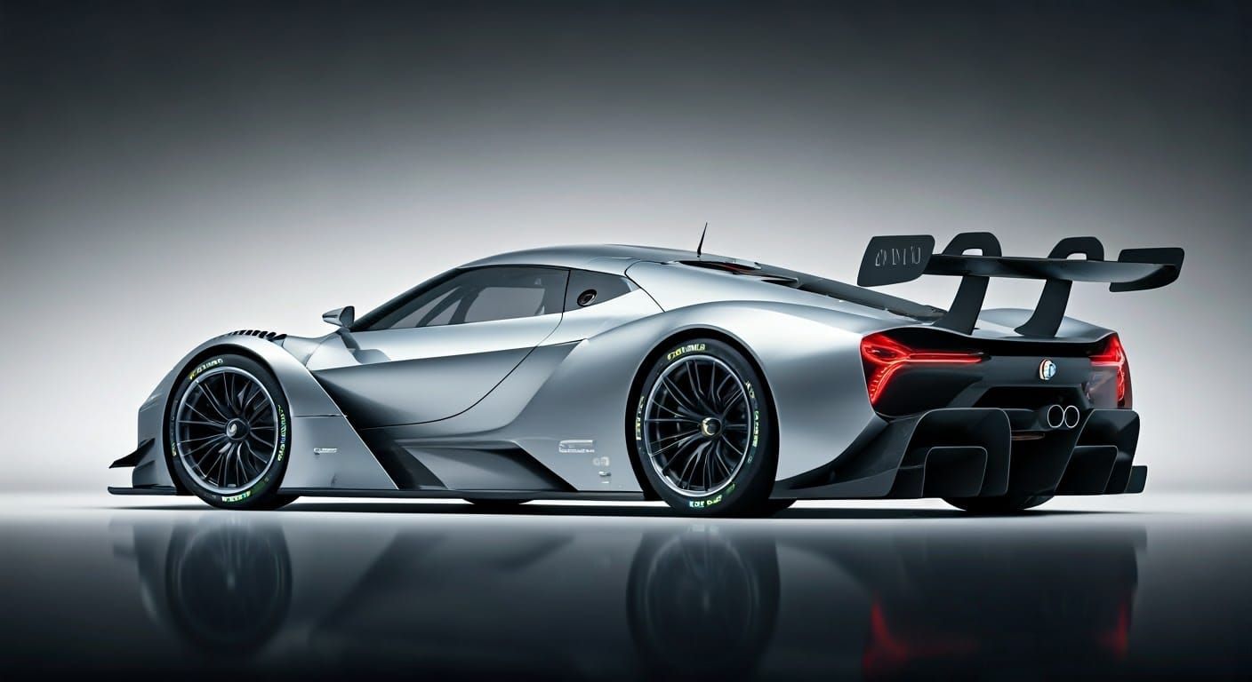 Futuristic Silver DTM Race Car Studio Photograph