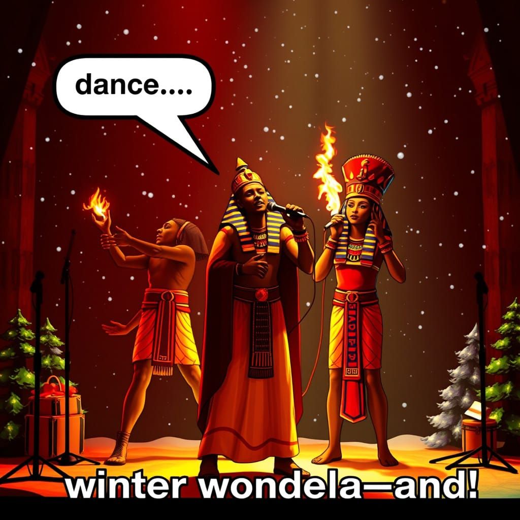 Ancient Egyptian Winter Celebration in Vibrant Color