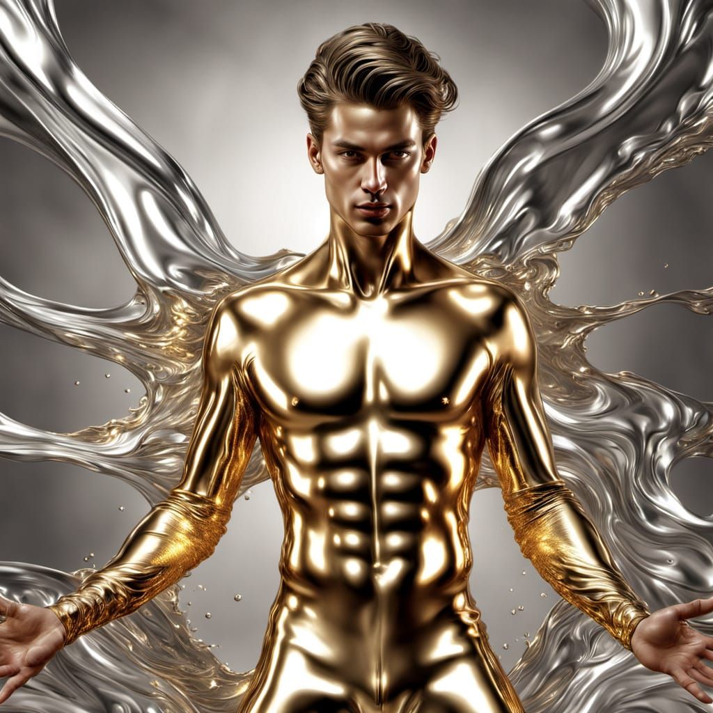 Liquid Chrome Dancer in Golden Light