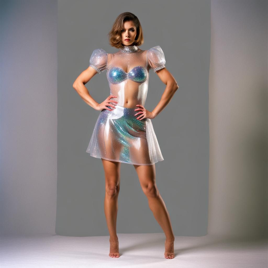 Sparkly Mini Dress with Micro Bikini, Full Length View