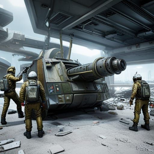 Sci-Fi Artillery Missile Launcher in Urban Ruins