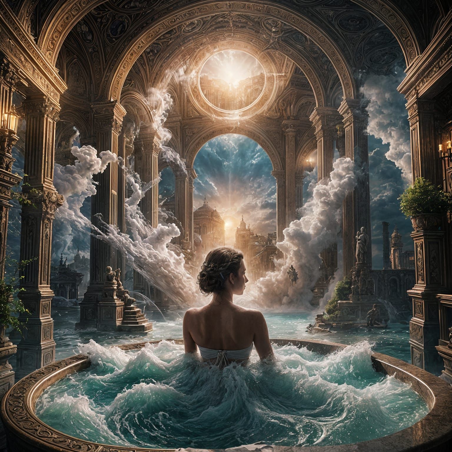 Bathtub Time Portal: Epic Digital Matte Painting
