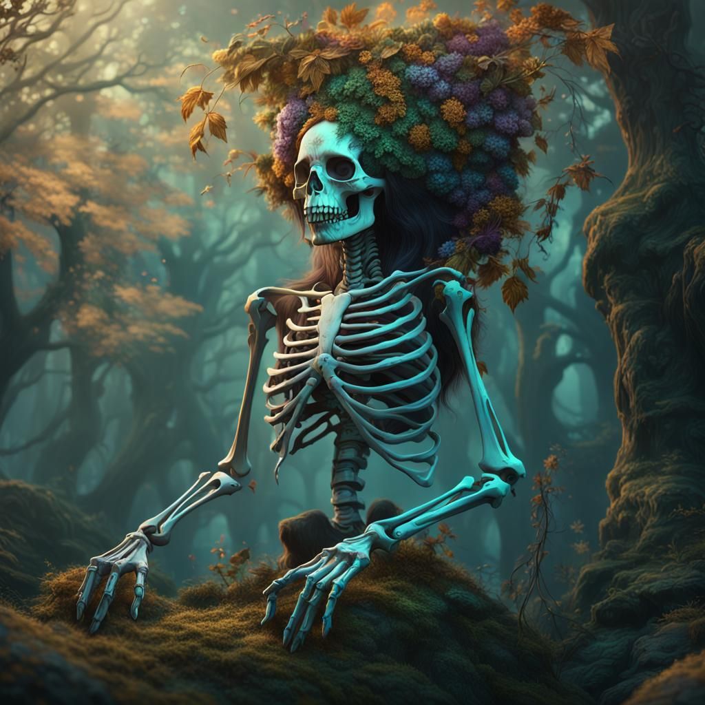 Detailed Skeleton Dryad Fantasy Concept Art