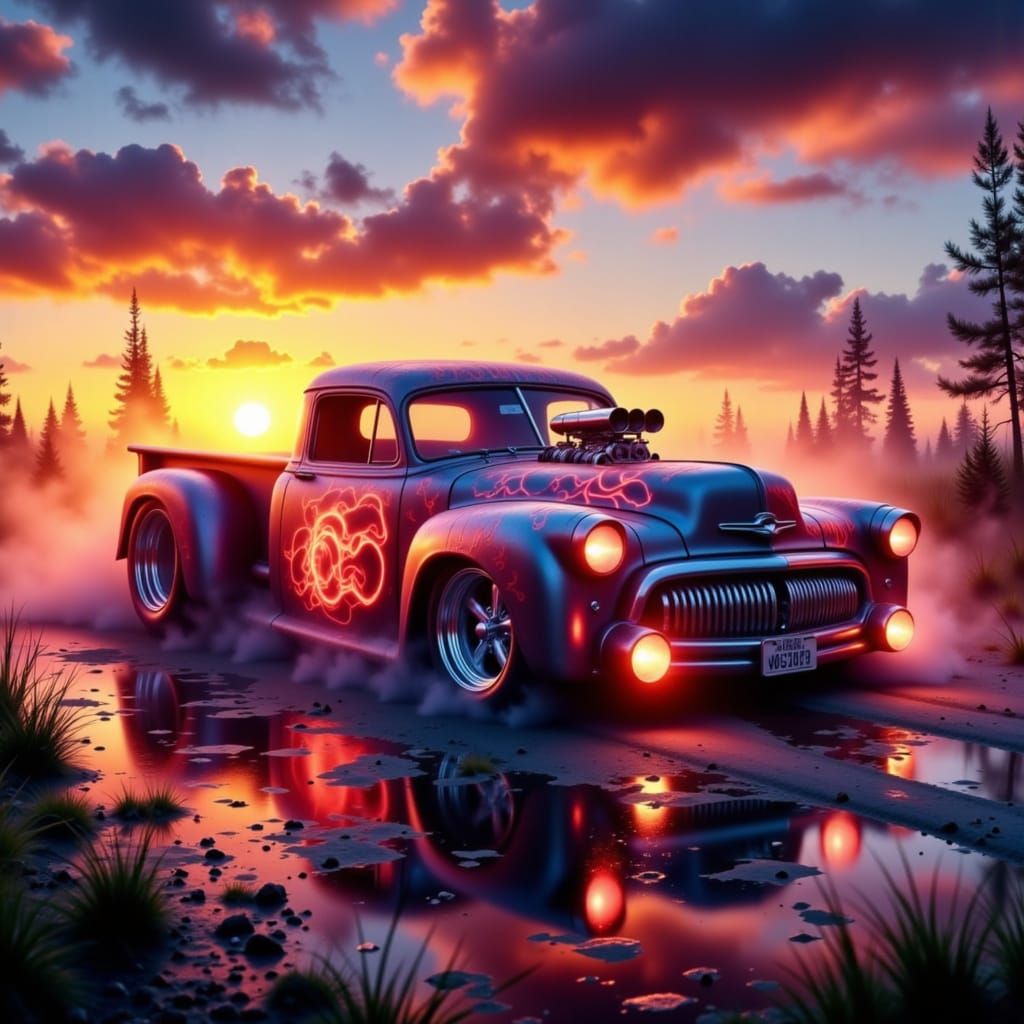 Extreme Low Hot Rod Truck with Custom Design
