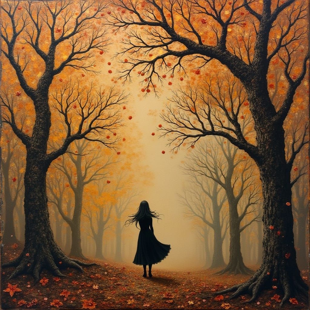 Autumnal Zentangle Art in Gothic Style