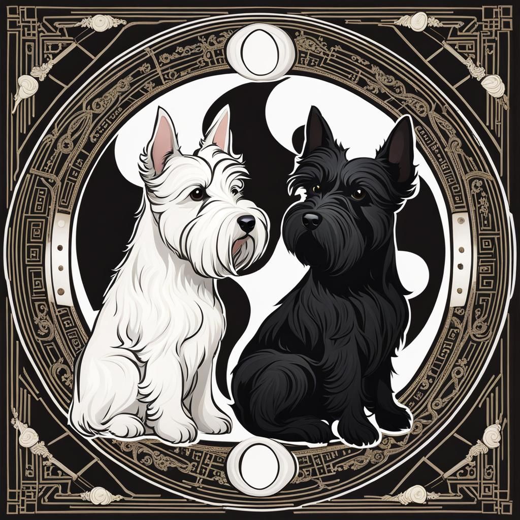 Yin Yang Symbol Created with Scottish Terriers