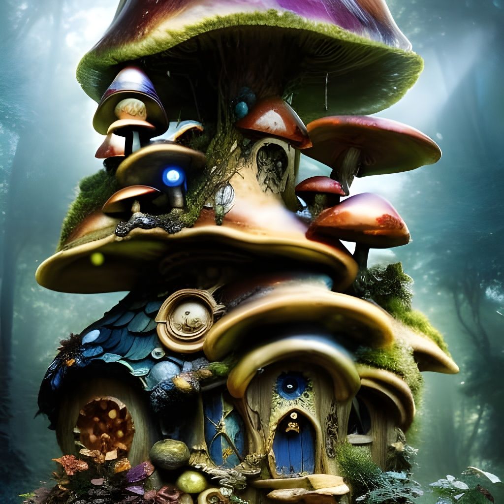 Enchanted Fairy House Carved in Giant Mushroom
