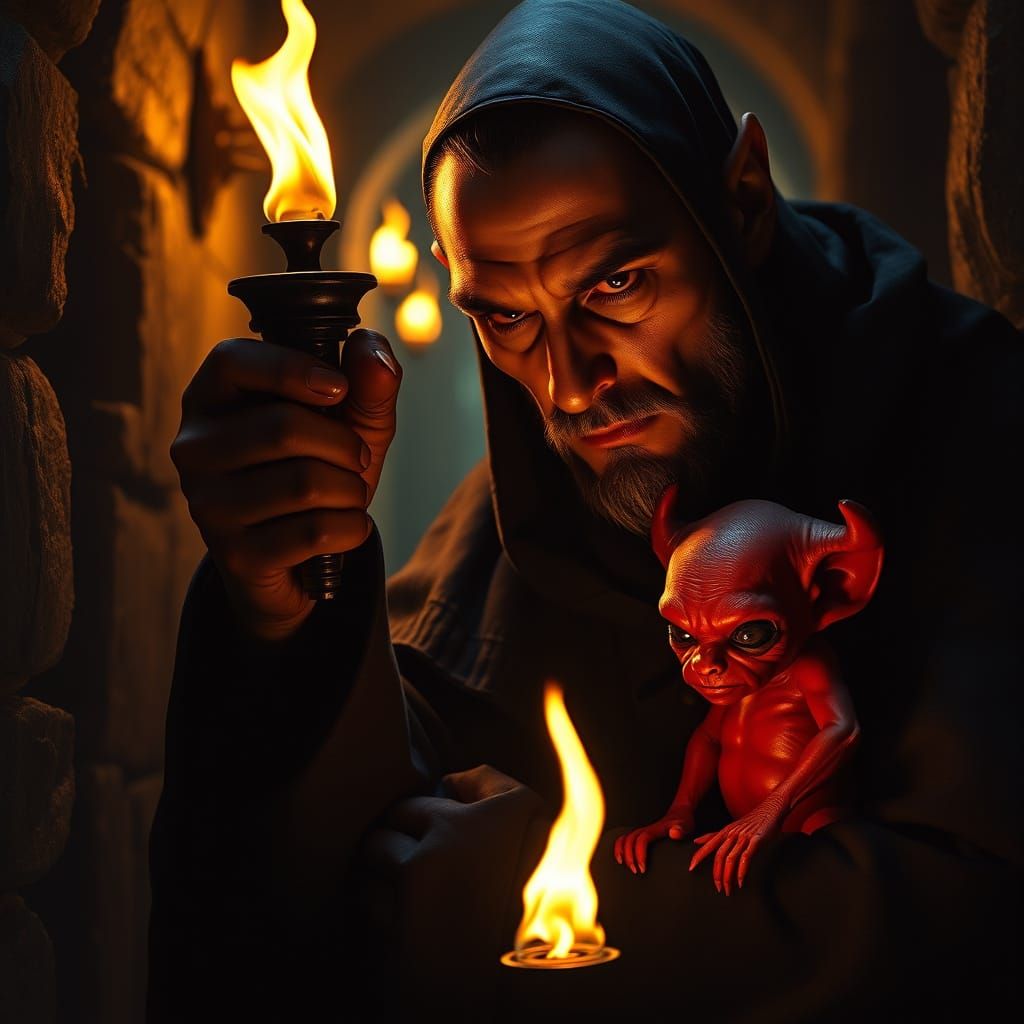 Dark Warlock Consults with Mischievous Homunculus Imp in Omi...