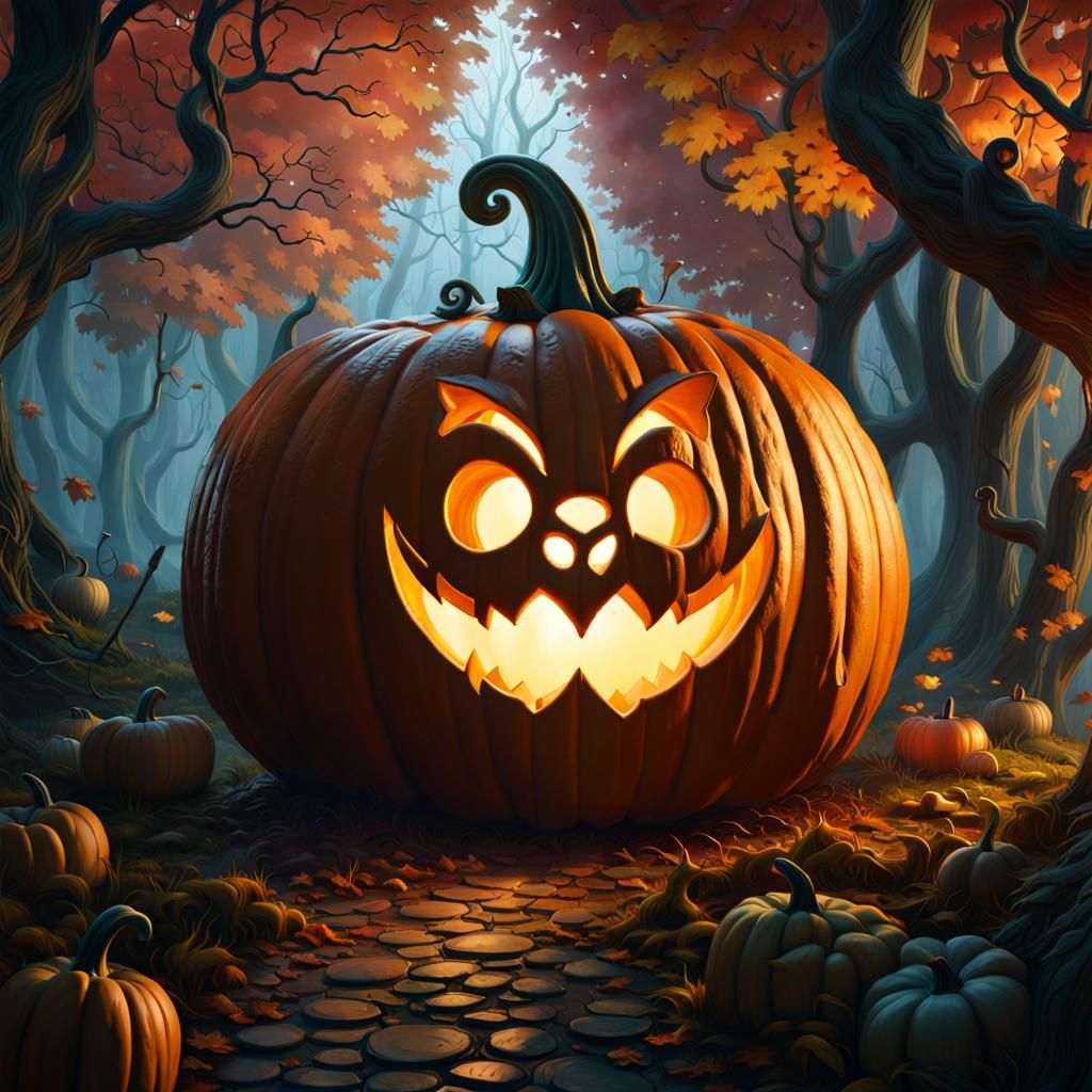 Alice in Wonderland Pumpkin Carving, Dark Fantasy Art
