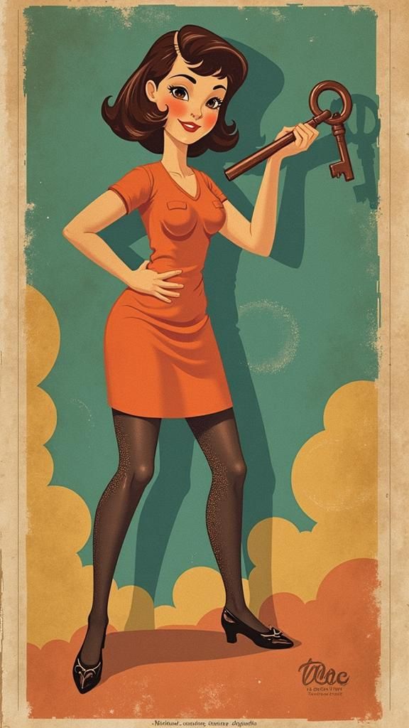 Retro 1940s Illustration of a Key