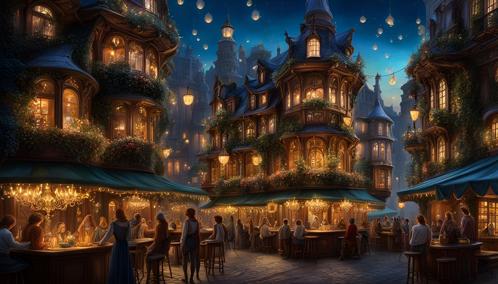 Aerial Photo of a Magical Fairy City at Night