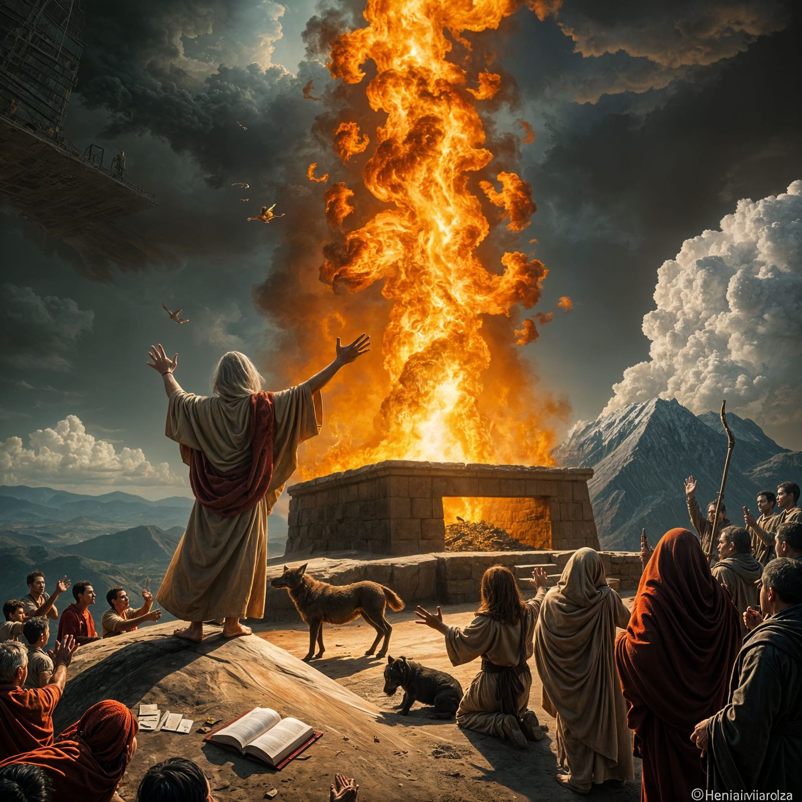 Elijah's Confrontation with Baal Prophets on Mount Carmel