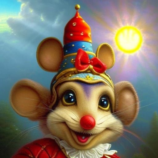 Happy Mouse Clown in Sunlit Fantasy