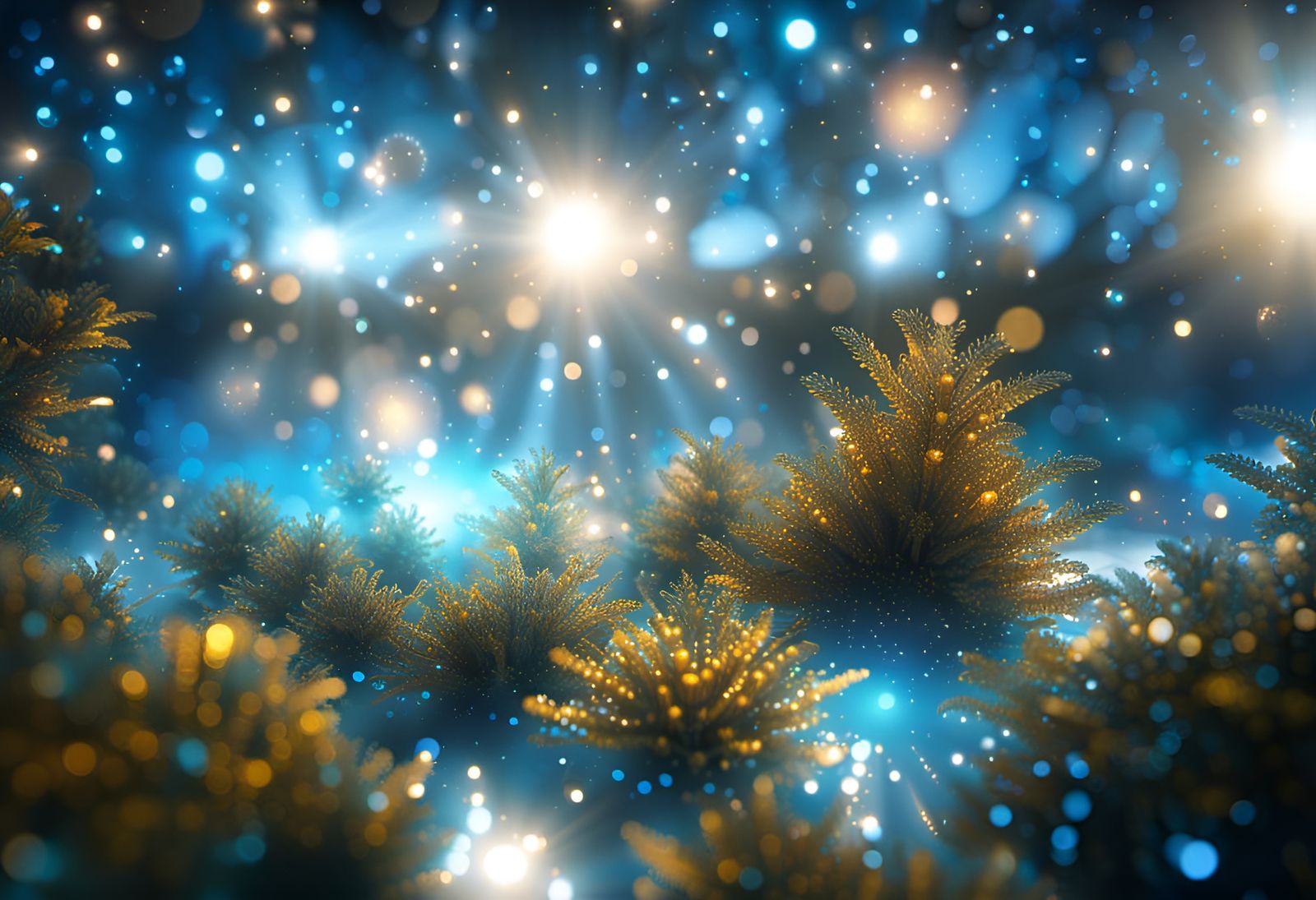 Dreamlike World at Night with Radiant Light