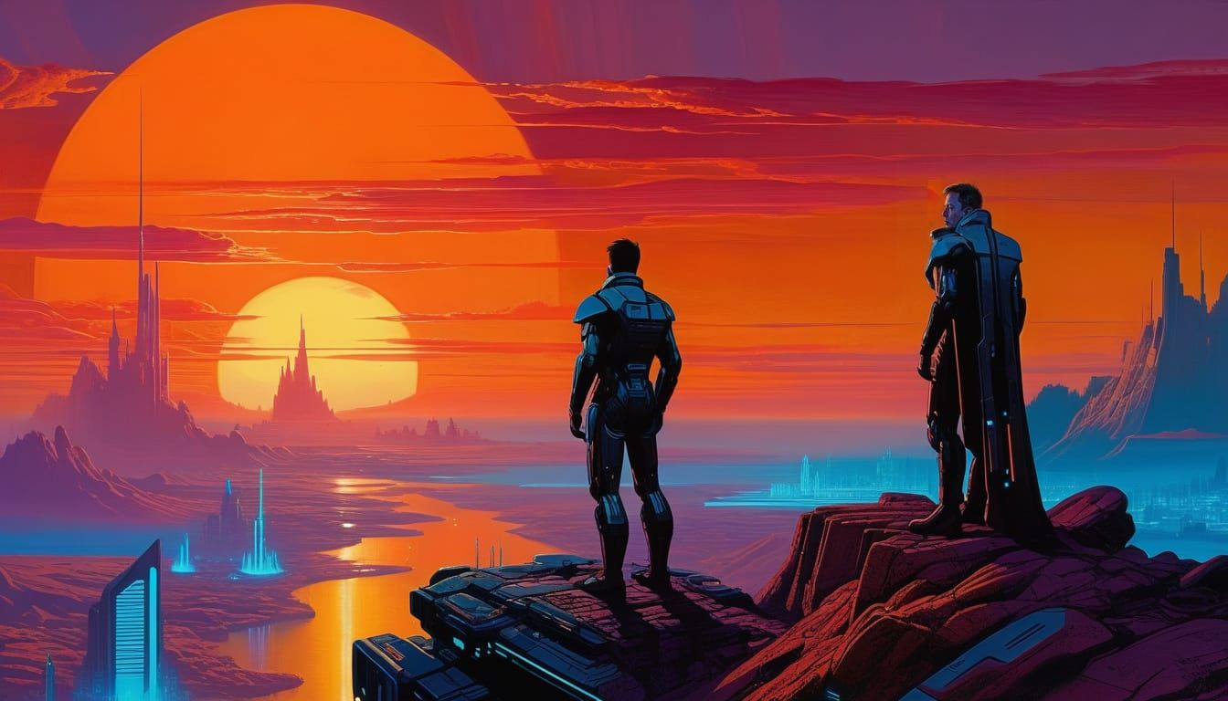 Cyberpunk Elon Watches Martian Twilight