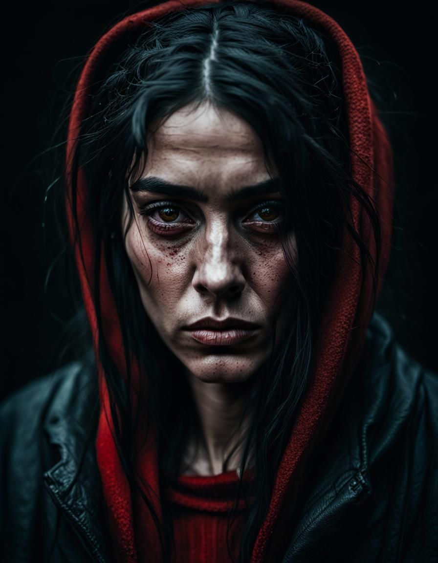 Girl with Sad Eyes Portrait in Oil